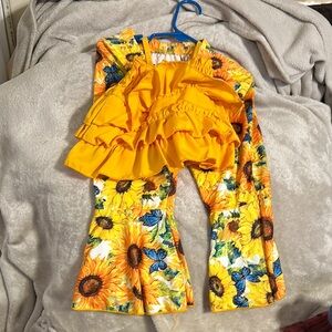 Sunflower Print Kids Bottoms